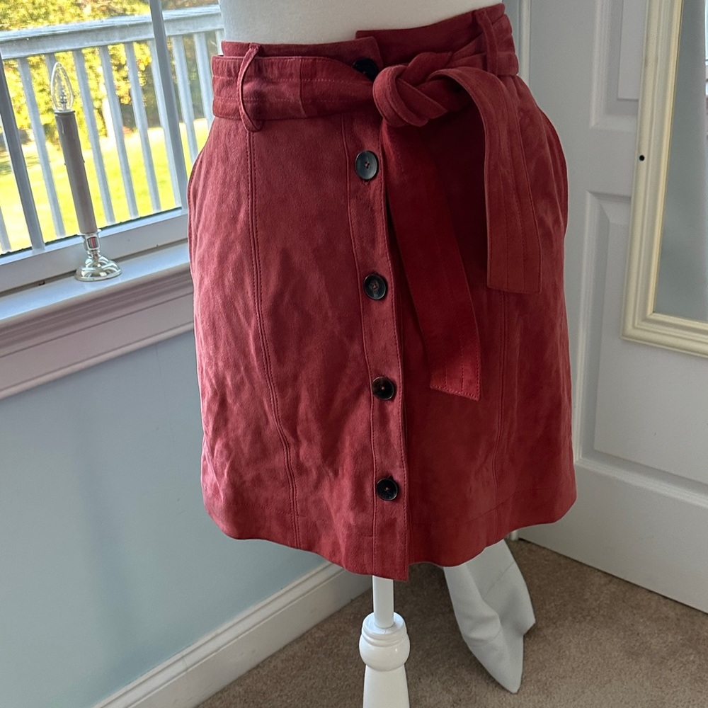 Elegant Red Button-Down Joie Skirt